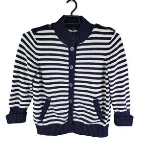 Womens Talbots Navy & White Striped Cardigan Sweater Button Down Long Sleeve XL